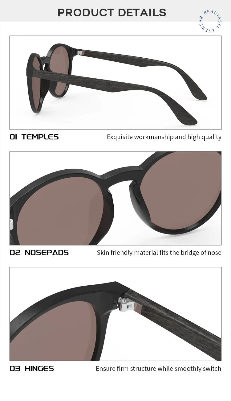 2022 Custom Logo Bamboo Wood Sunglasses New Arrival Stylish Sunglasses Plastic Frame Cat Eye Woodentemple Sun Glasses