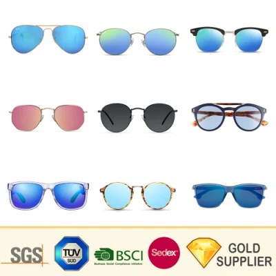 Cina Logo personalizzato all'ingrosso economico stile di moda Cat Eyes sportivo retrò in legno plastica montatura in metallo Ray Band occhiali da sole con lenti polarizzate per regalo di promozione