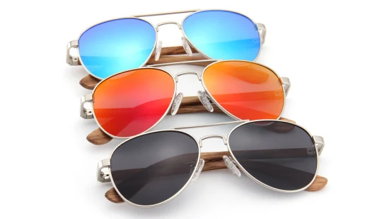 Repliche Designer Factory Custom Fashion OEM Logo personalizzato Mirror Metal Frame 2023 Bamboo Double Bridge Pilot 2022 Sun Glsses Shades Occhiali da sole in legno polarizzati